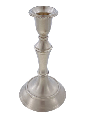 6.5 Inch Beaded Taper Holder - Brushed Pewter Finish    