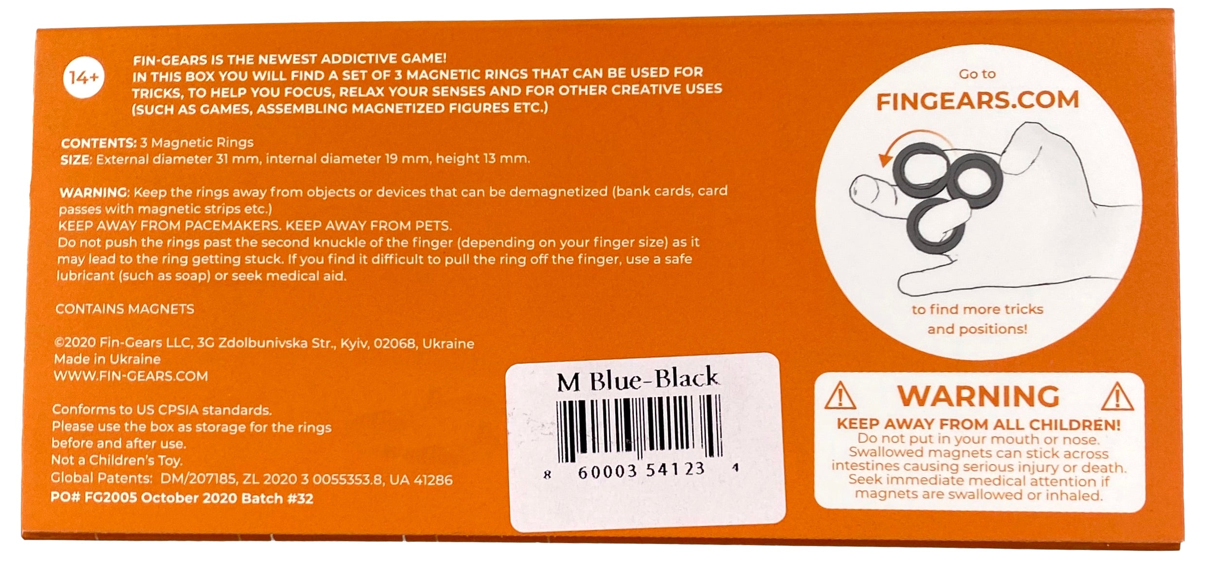 Fingears - Medium - Blue & Black    