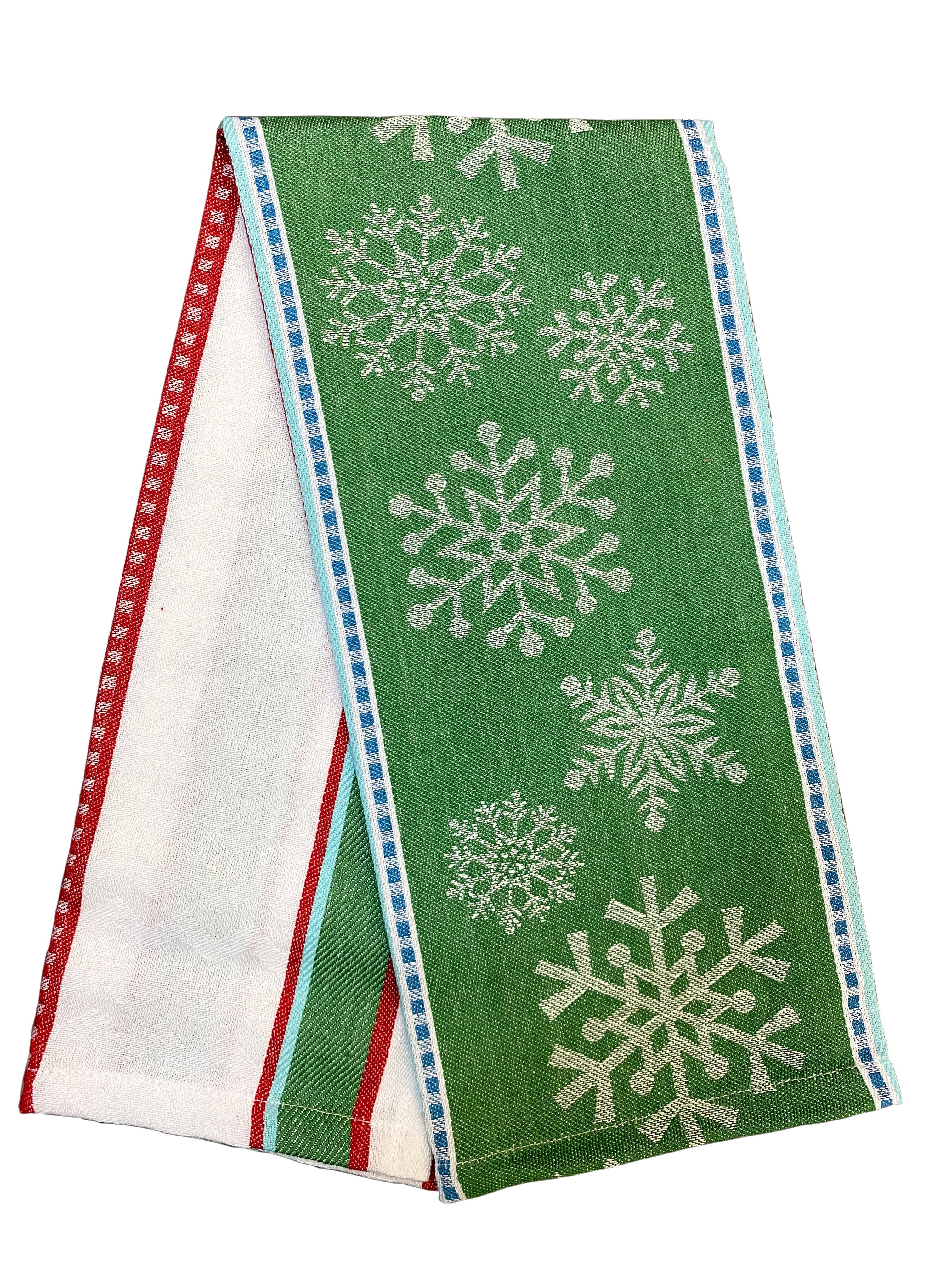 Snowflake Jacquard Kitchen Towel - Red, Green,or Blue    