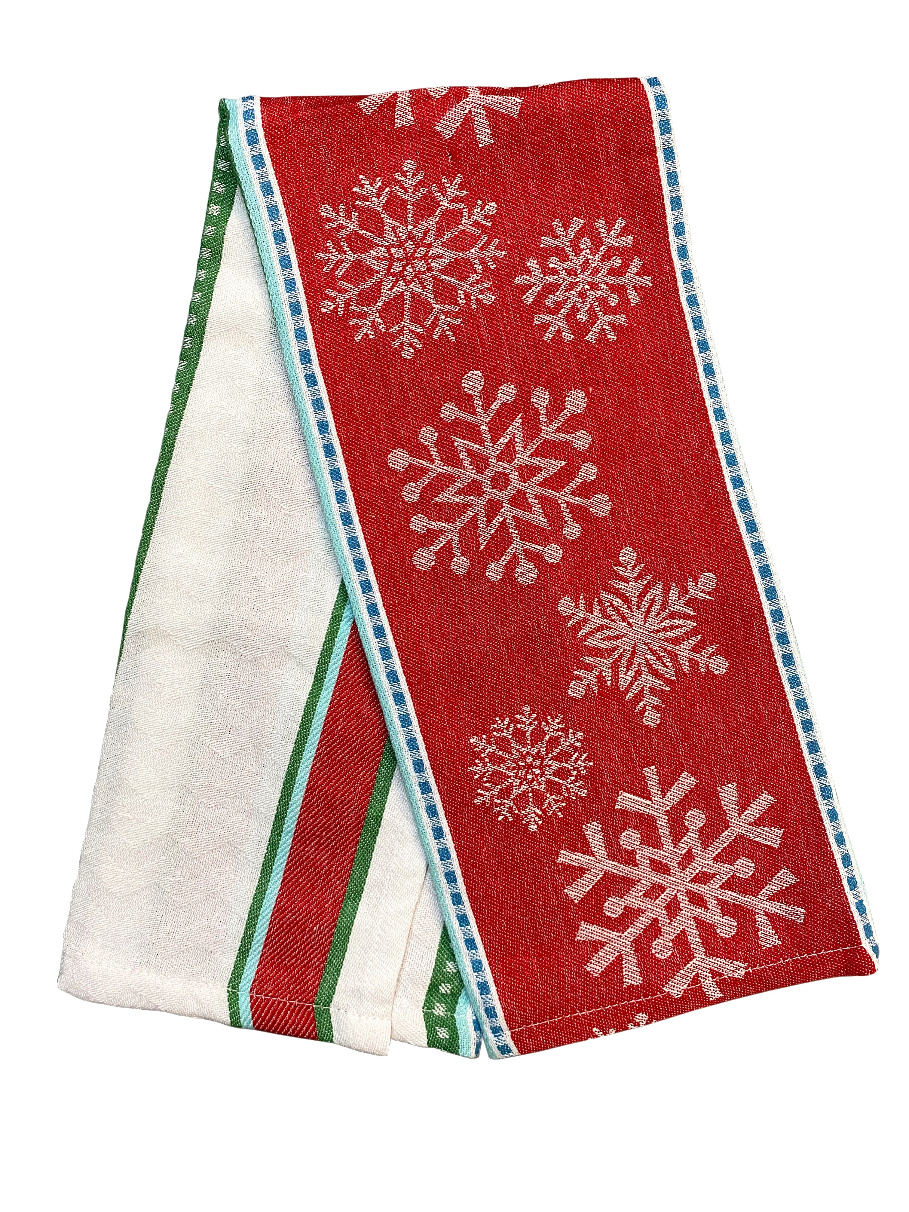 Snowflake Jacquard Kitchen Towel - Red, Green,or Blue    