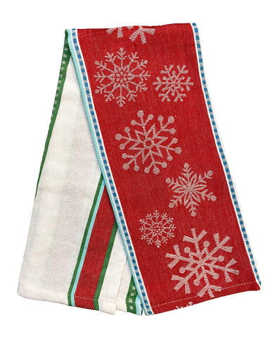 Snowflake Jacquard Kitchen Towel - Red, Green,or Blue    