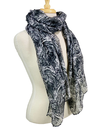 Scarf Peacock Feather Black    