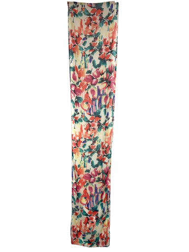 Coral And Teal Watercolor Floral Scarf    
