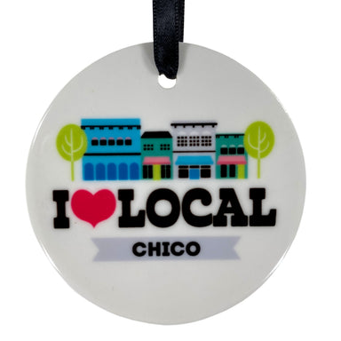 I Love Local Chico Ceramic Ornament    