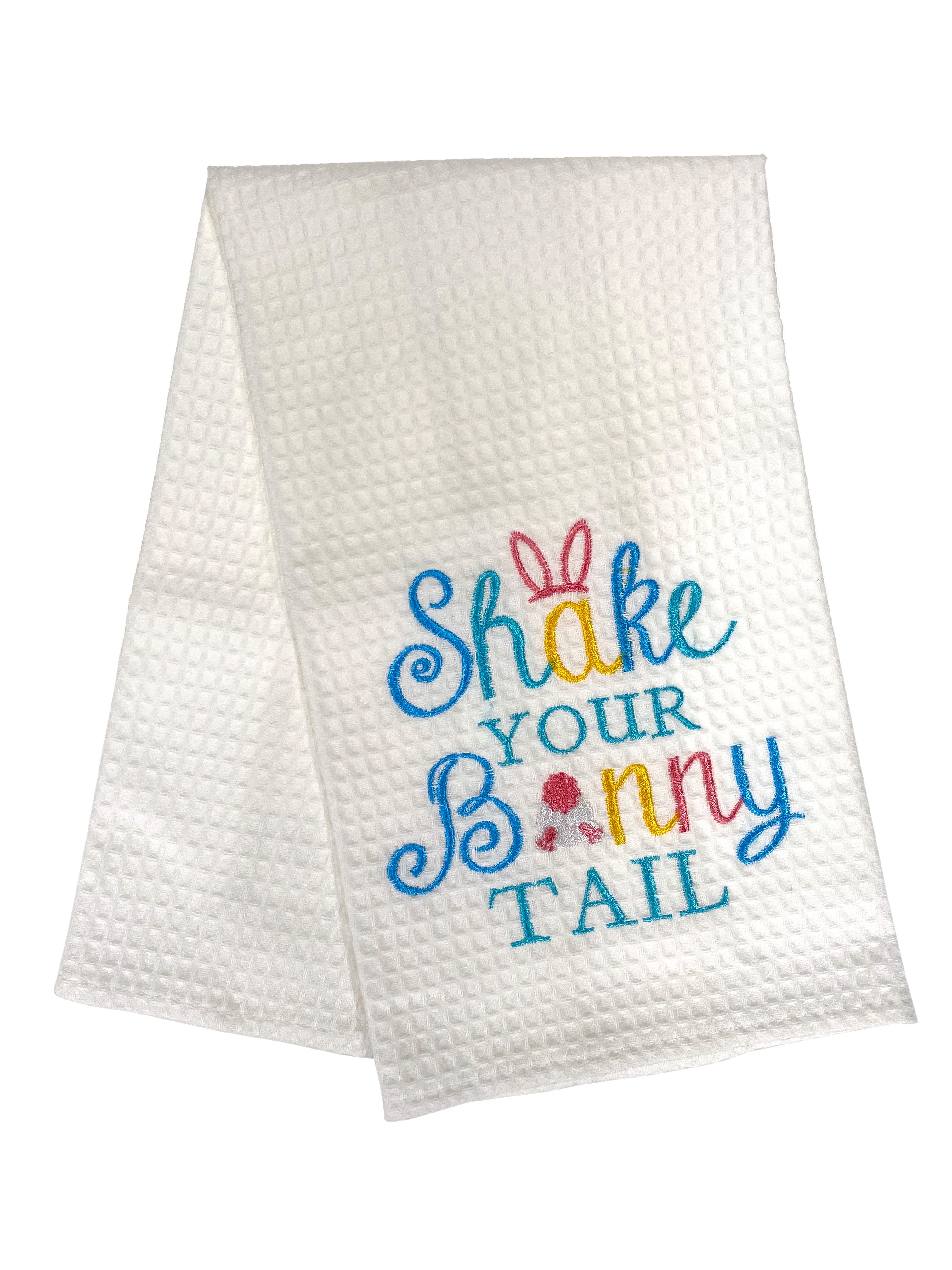 Shake Your Bunny Tail - Waffle Weave Kitchen Towel    