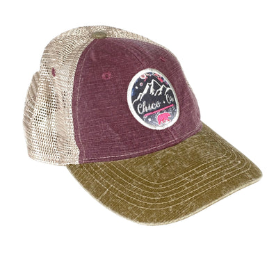 Flower Palo Chico Hat Maroon/Khaki   3276570.1
