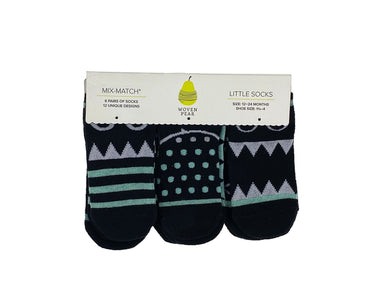 6 Pairs Little Monster Socks - Size 12-24 Months    