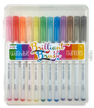 Brilliant Brush - 12 Washable Brush Tip Markers    