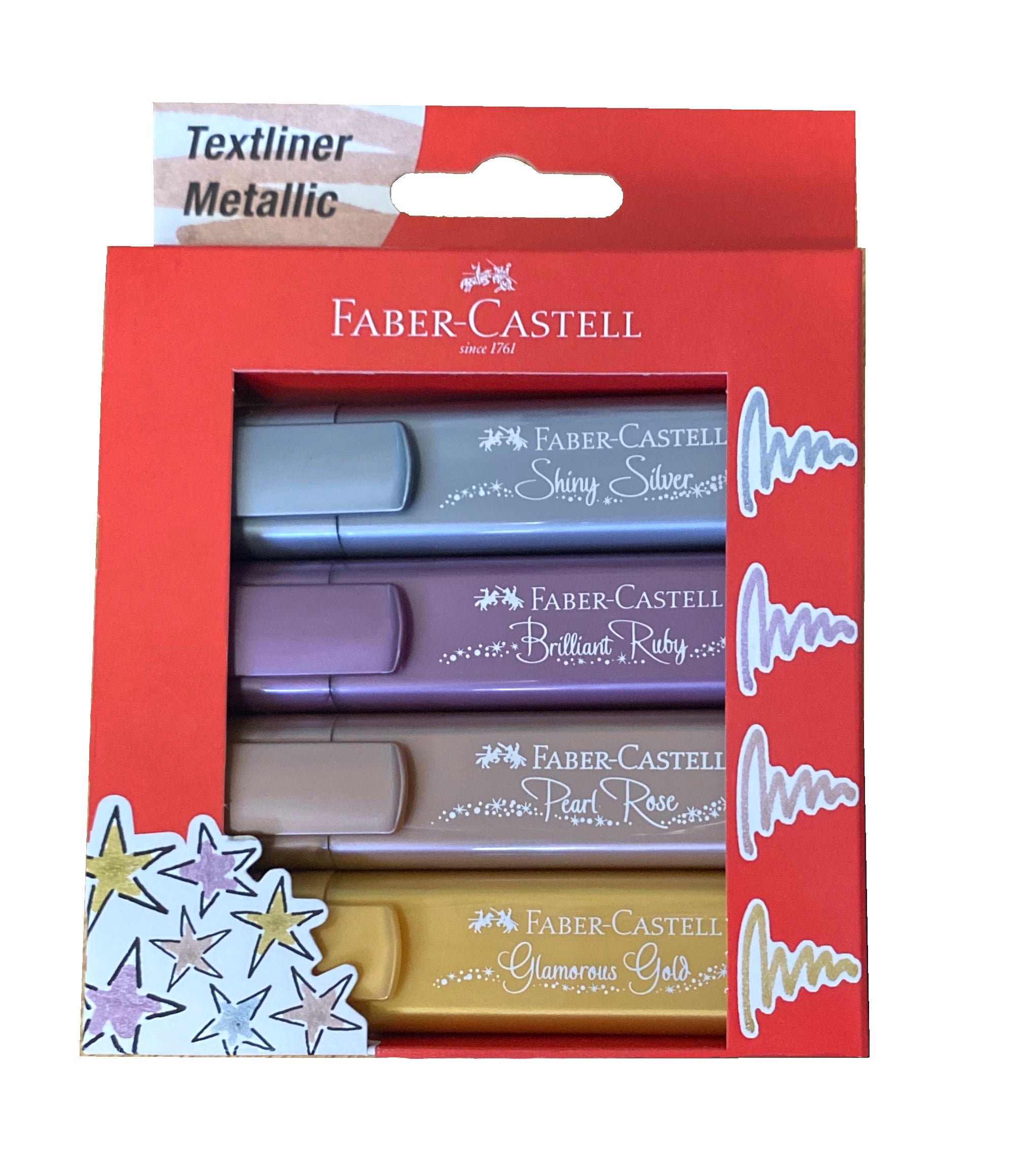 Metallic Textliner Highlighters - Silver, Ruby, Rose, Gold    