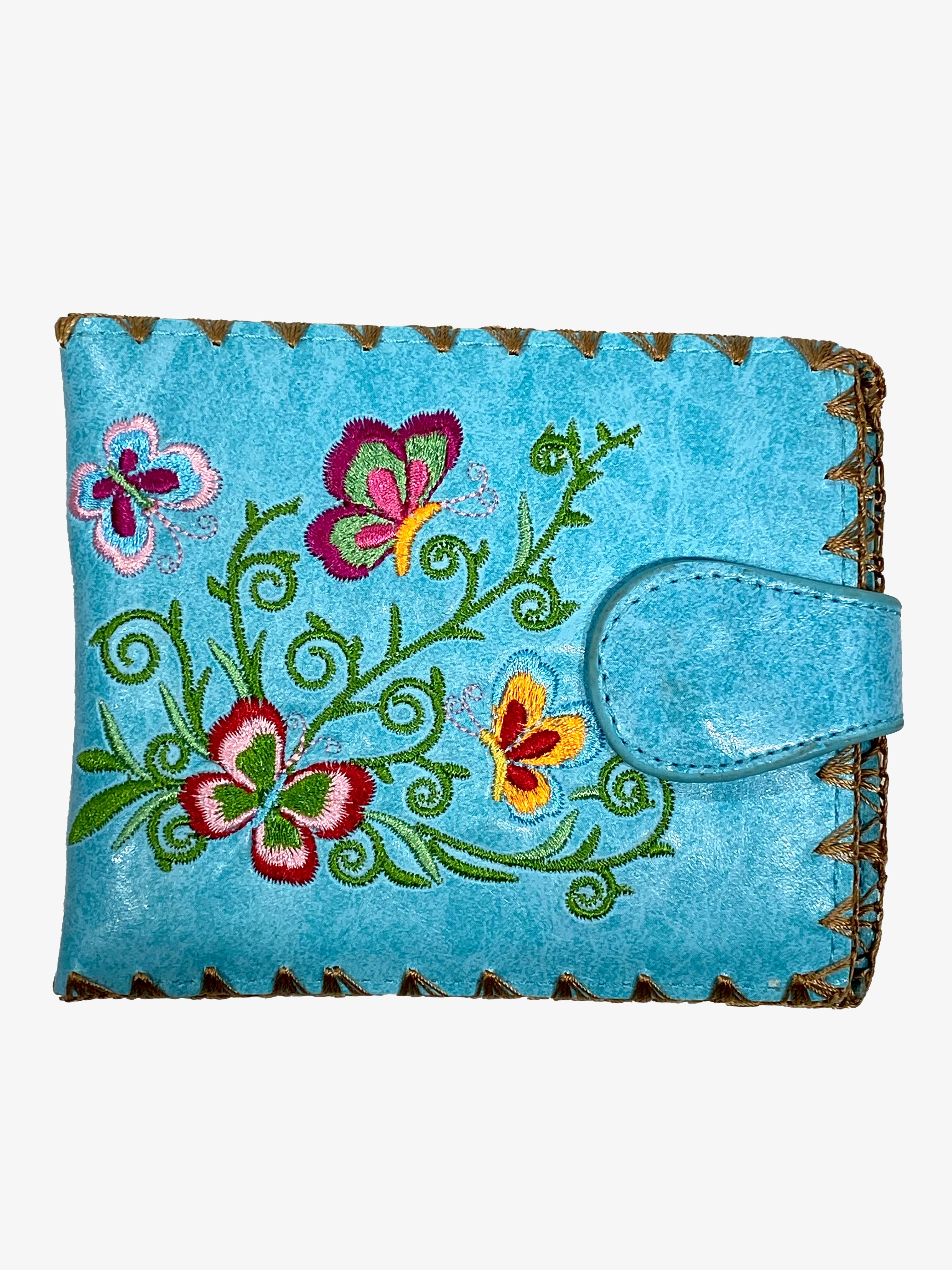 Lavishy Embroidered Butterfly - Medium Flat Wallet Baby Blue 3272129.3