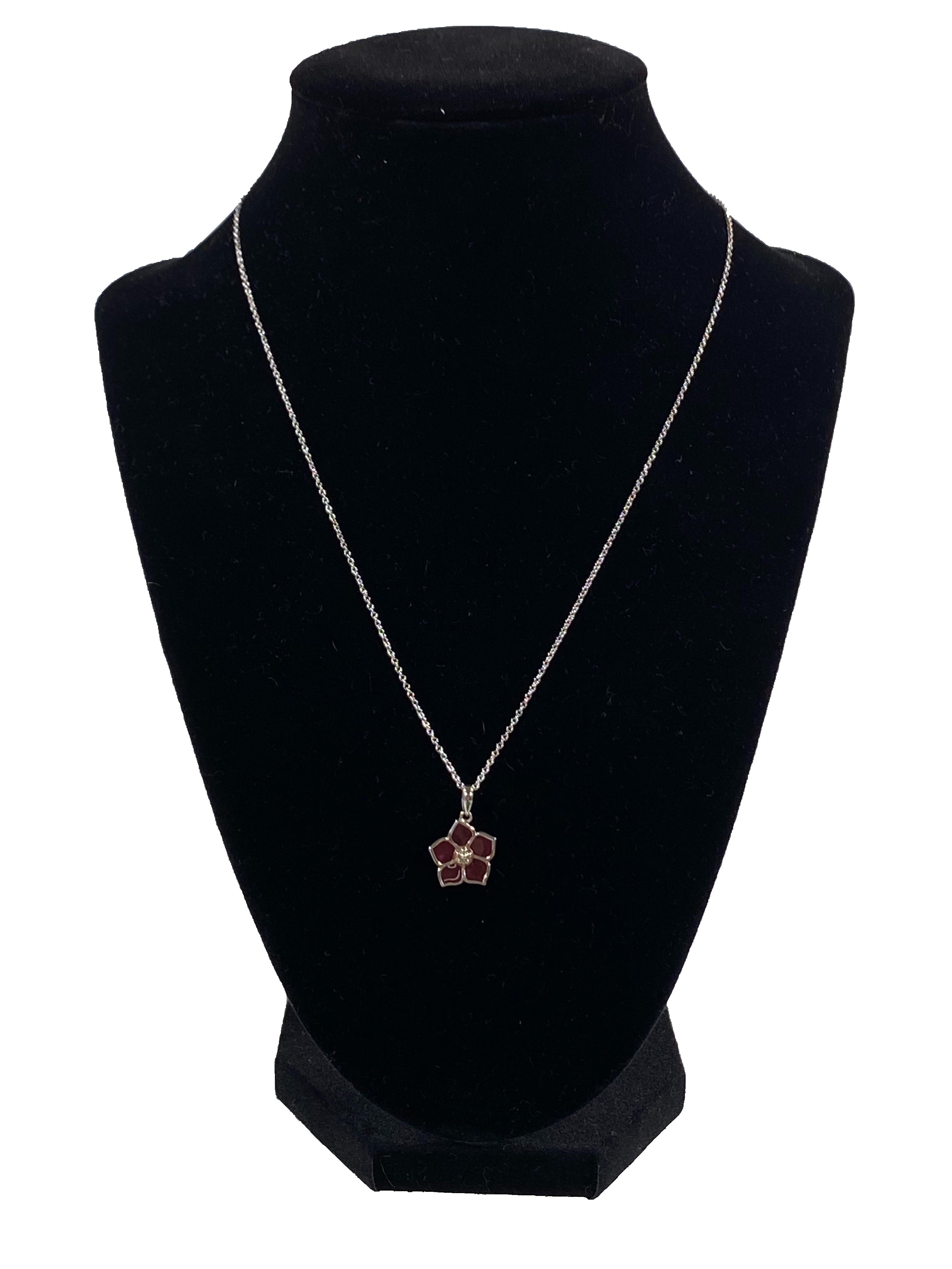 Boma Sterling Silver Necklace Translucent Pink Flower    