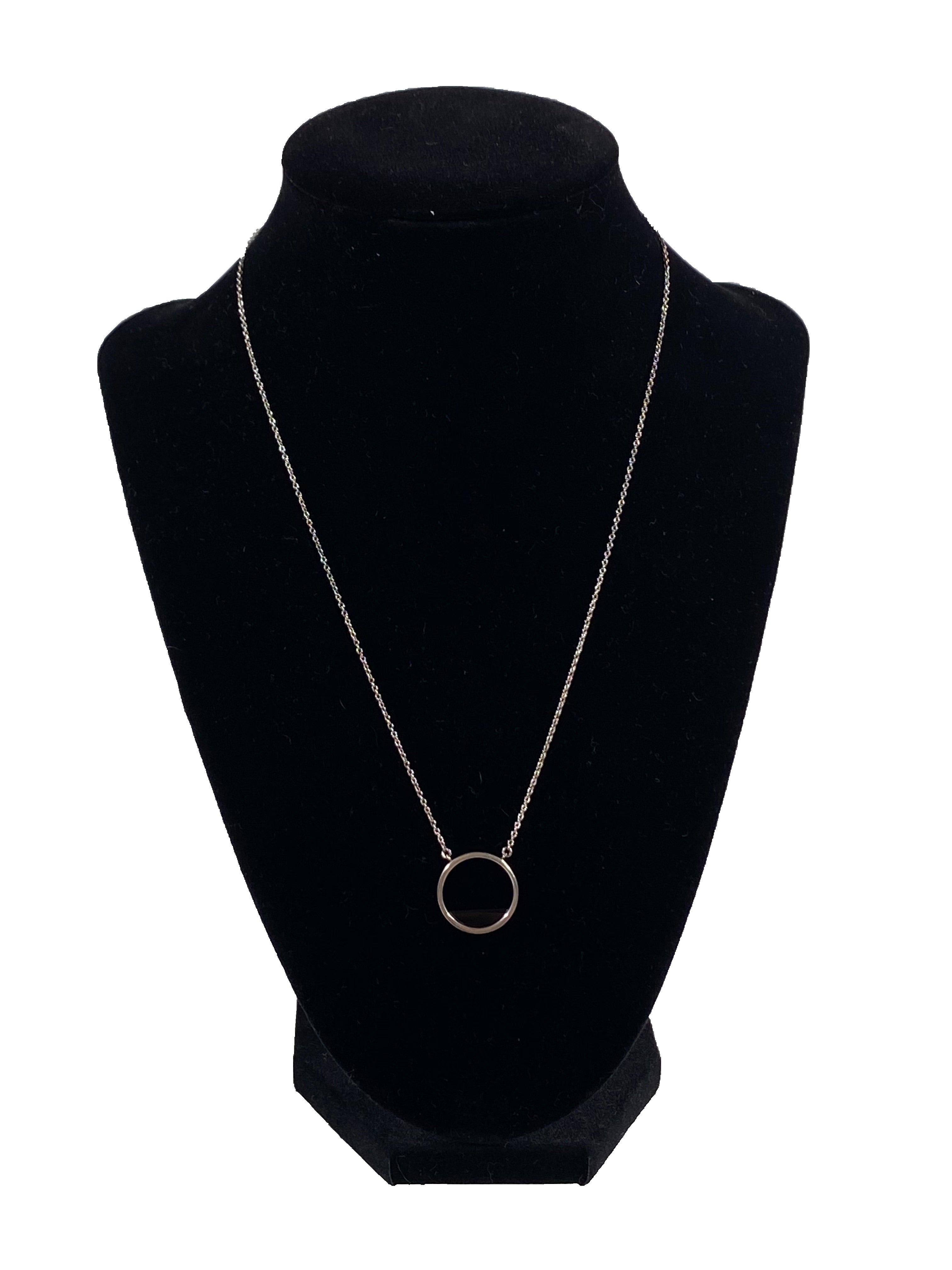 Boma Sterling Silver Necklace Open Circle With Onyx Fill    