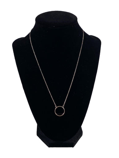 Boma Sterling Silver Necklace Open Circle With Onyx Fill    