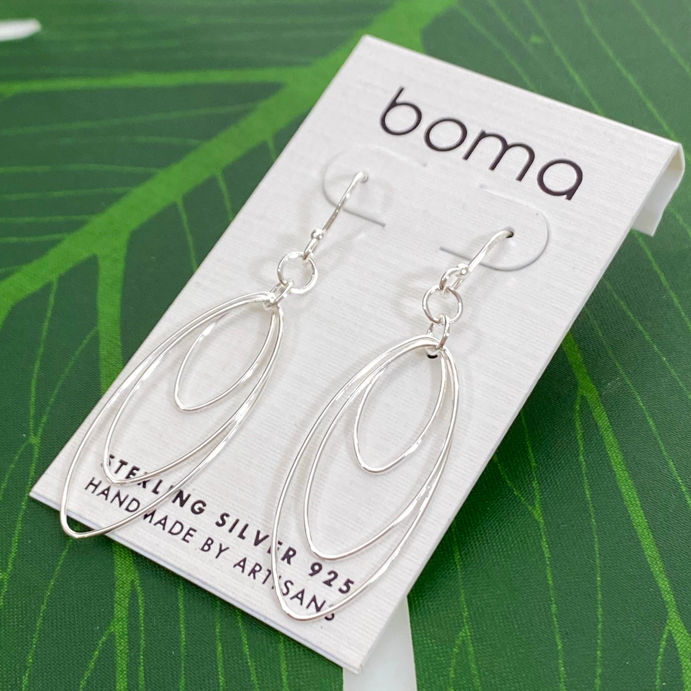 Boma Sterling Silver Delicate Triple Oval Earrings
