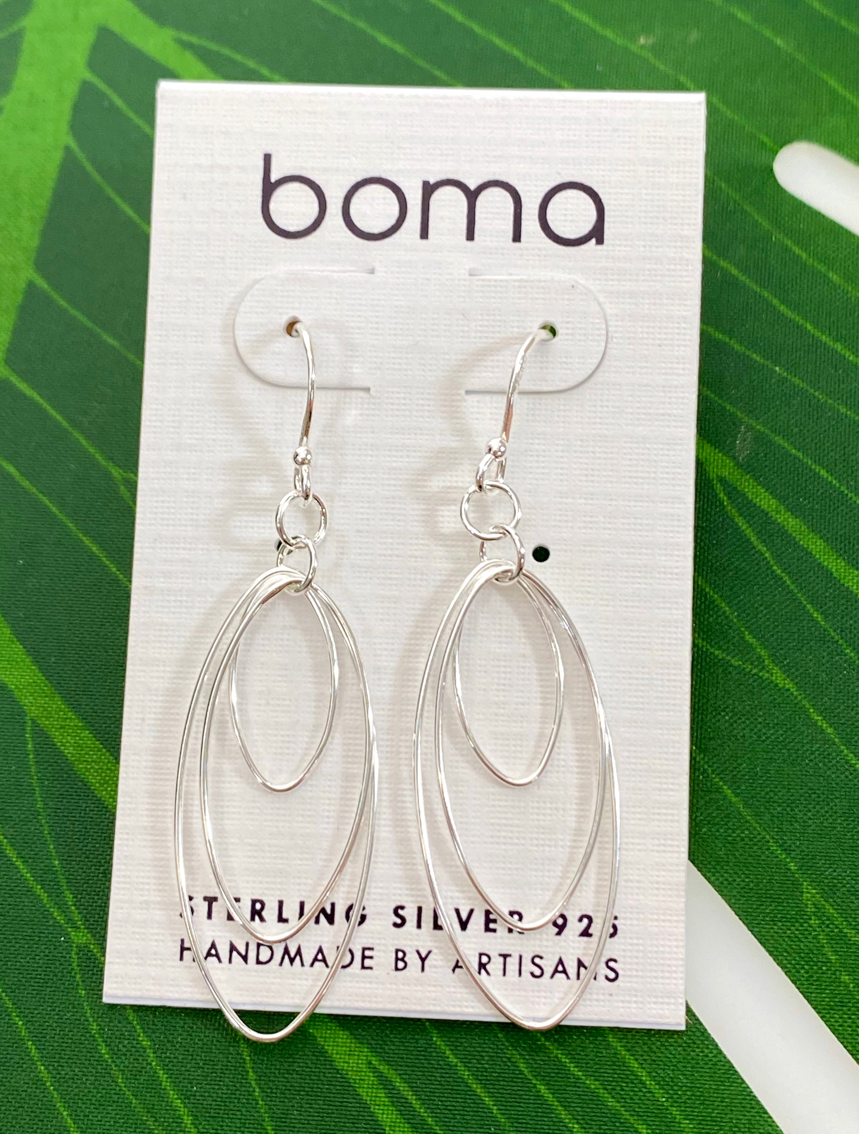 Boma Sterling Silver Delicate Triple Oval Earrings