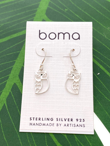 Boma Sterling Silver Owl Outline Earrings