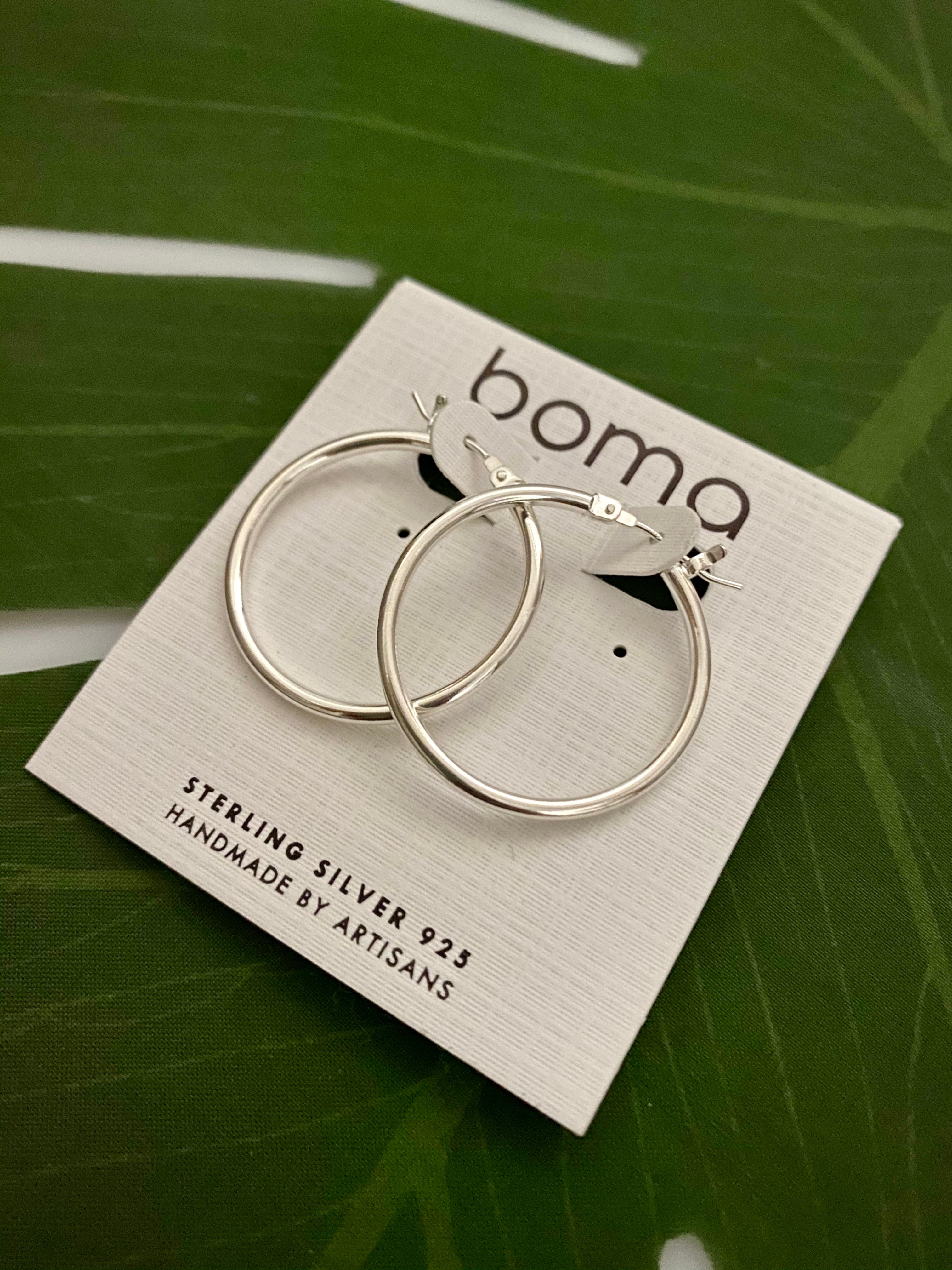 Boma Sterling Silver Belle Hoop 1.2" Earrings