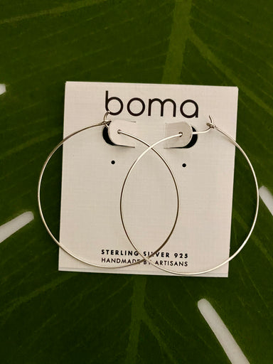 Boma Sterling Silver Earrings - Thin 50mm Hoop    