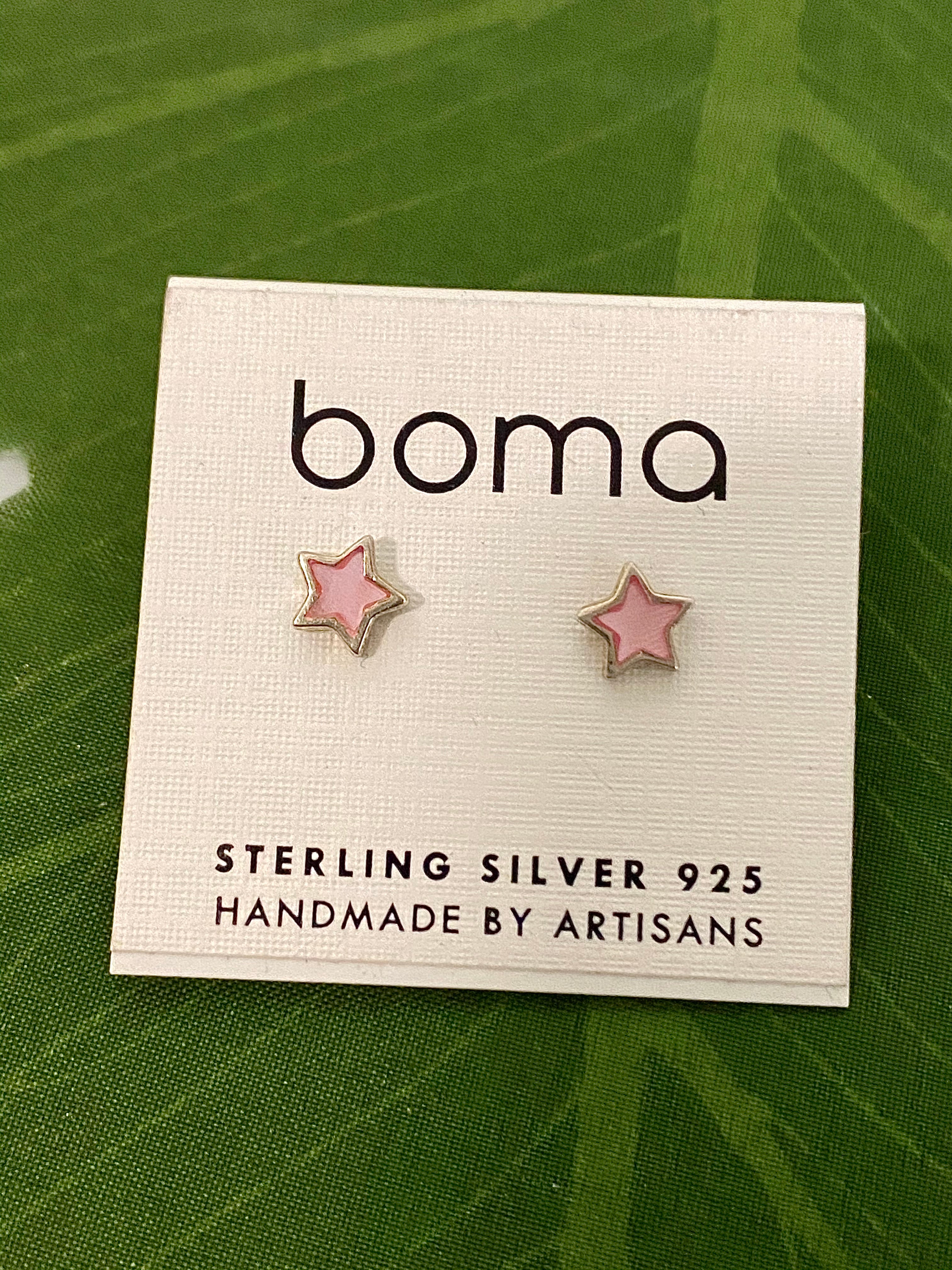 Boma Sterling Silver Post Earrings - Pink Shell Stars    