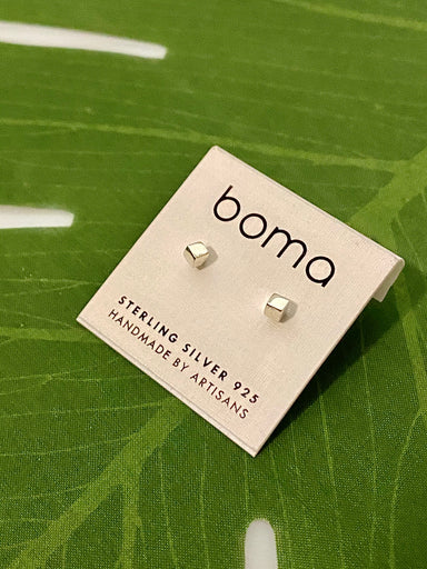 Boma Sterling Silver Post Earrings - Silver Cube    