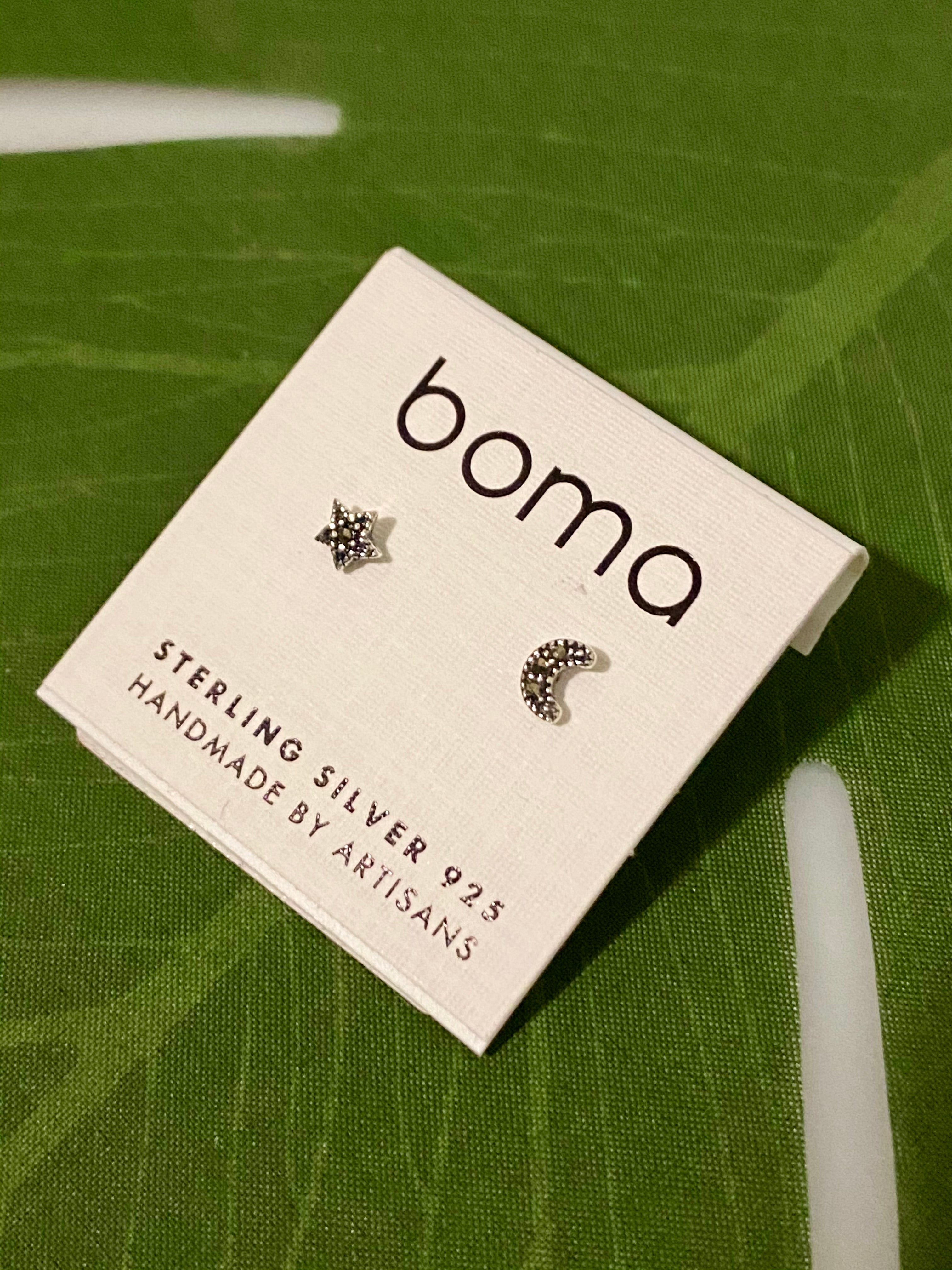 Boma Marcasite Moon and Star Post Earrings