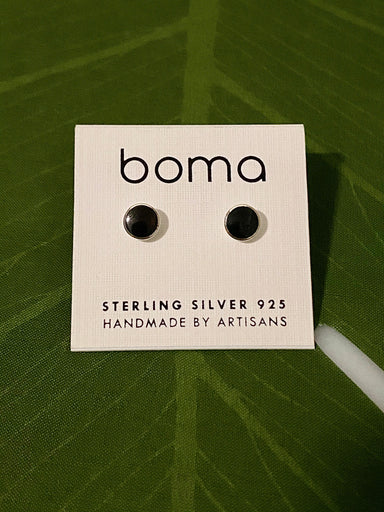 Boma Sterling Silver Post Earrings - Black Onyx Circle    