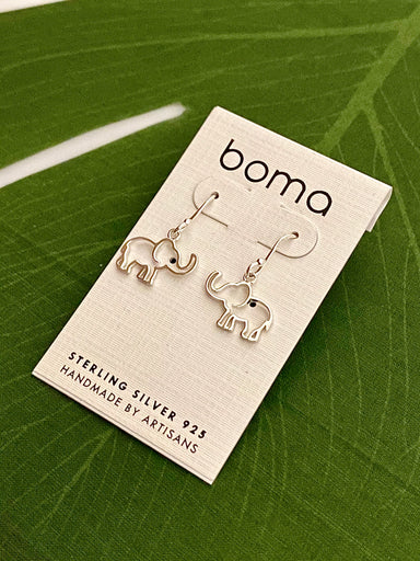 Boma Sterling Silver Outline Elephant Earrings
