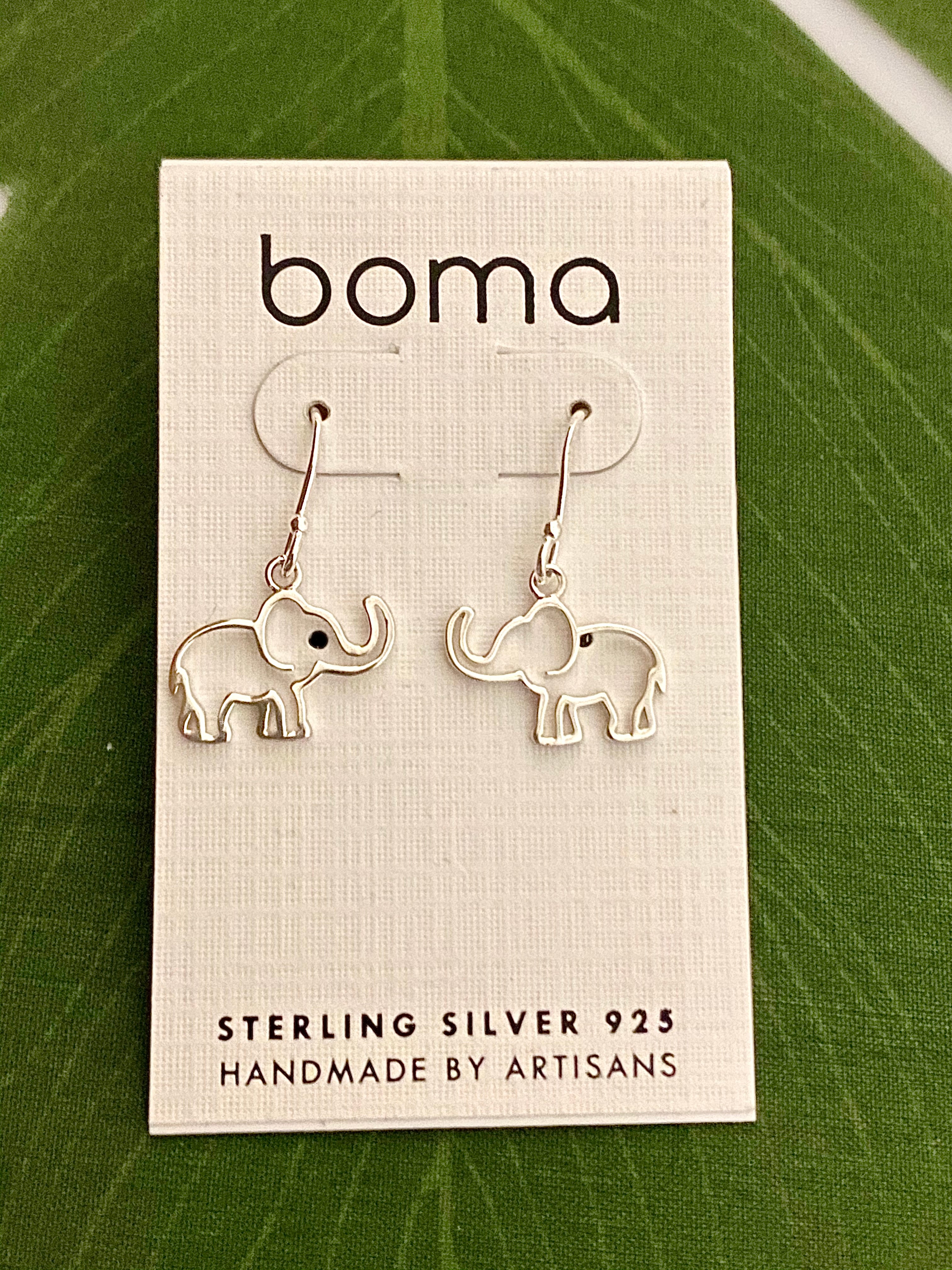 Boma Sterling Silver Outline Elephant Earrings