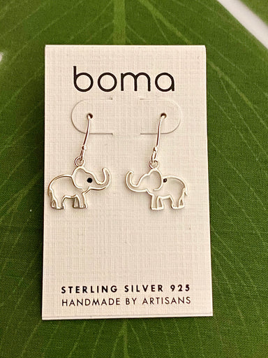 Boma Sterling Silver Outline Elephant Earrings