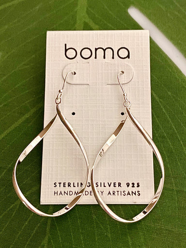 Boma Sterling Silver Earrings - Organic Twisted Oval    