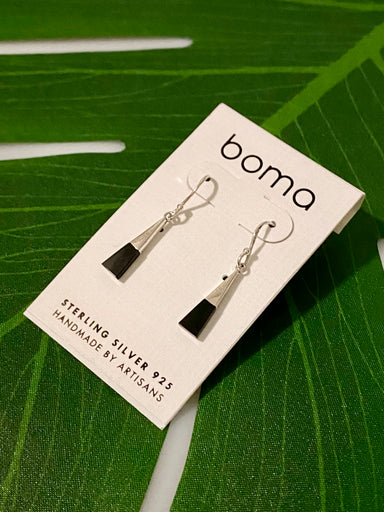 Boma Sterling Silver Earrings - Black Onyx Severe Triangle    