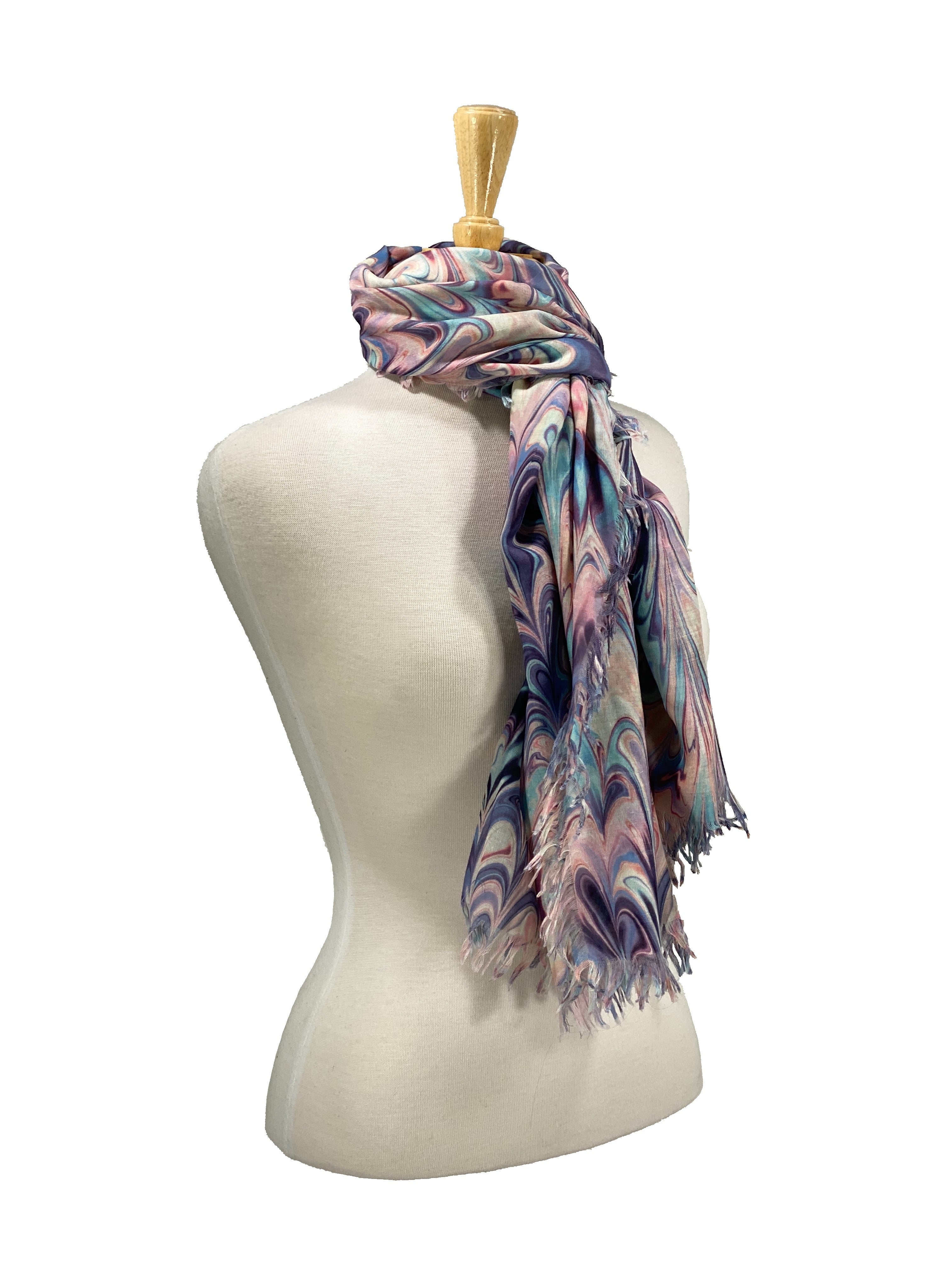 Paint Swirls 100% Cotton Scarf - Lavender And Pink    