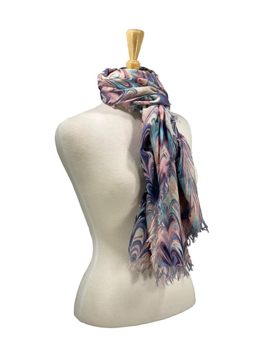 Paint Swirls 100% Cotton Scarf - Lavender And Pink    