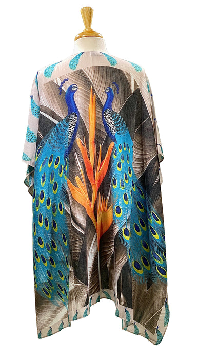 Bird of Paradise Peacock - 100% Cotton Kimono    