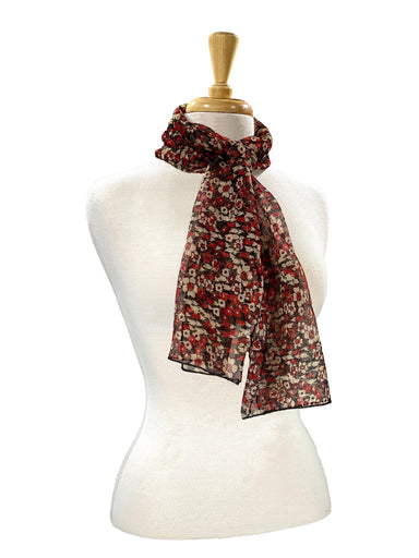 Shimmer Mini Floral Scarf -Green, Purple, Red, Brown or Teal    
