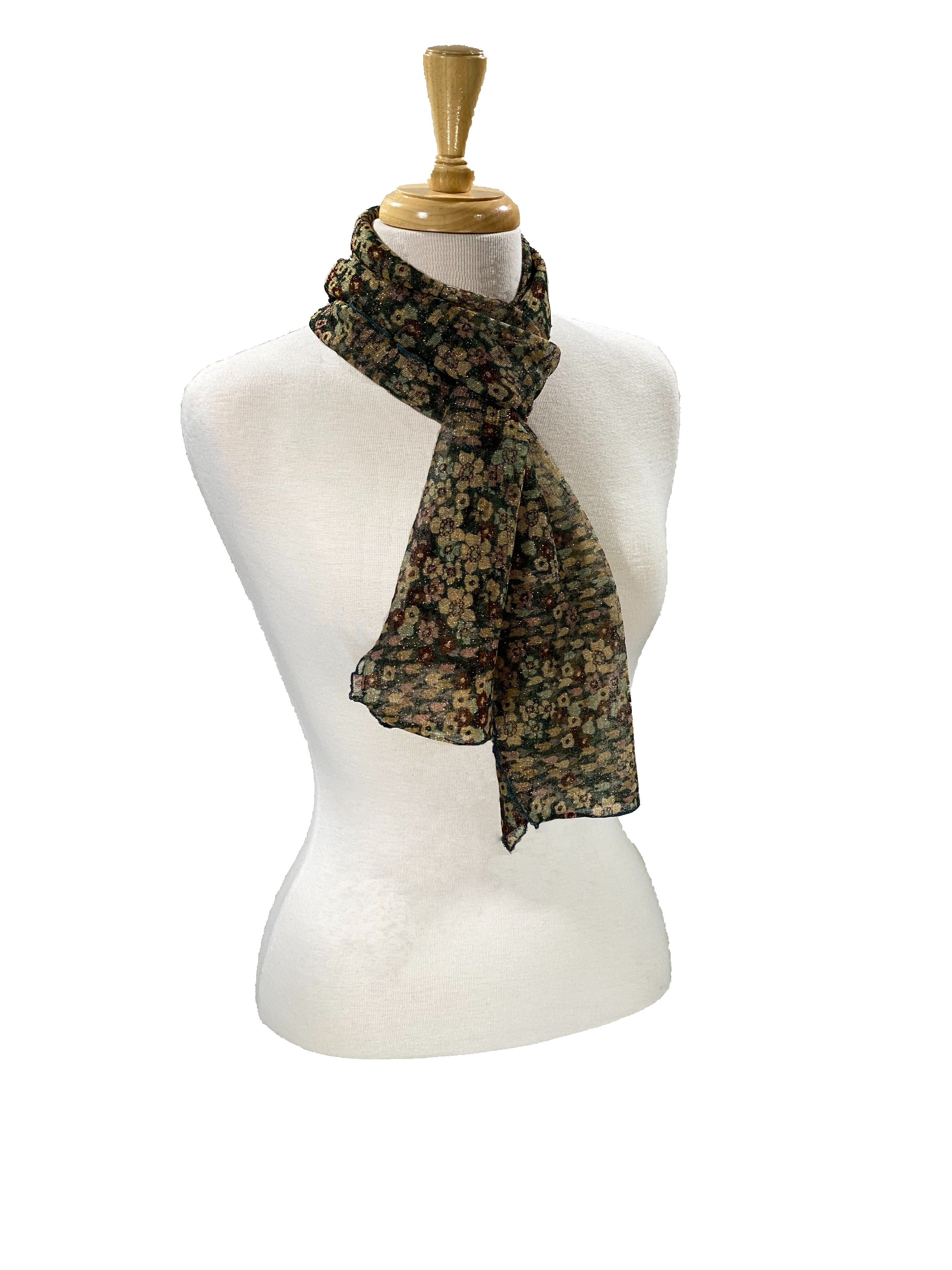 Shimmer Mini Floral Scarf -Green, Purple, Red, Brown or Teal    