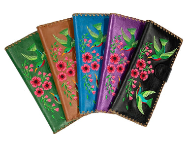 Lavishy Embroidered Hummingbird - Large Flat Vegan Wallet    
