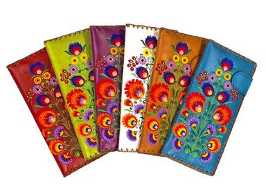 Lavishy Embroidered Bohemian Flower - Large Flat Vegan Wallet    
