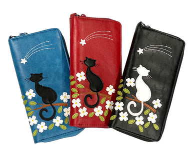 Lavishy Applique Cat on Branch - Wristlet Wallet    