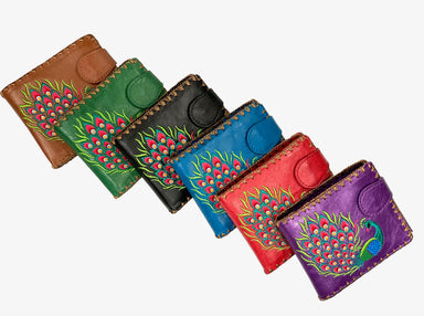 Lavishy Embroidered Peacock - Medium Vegan Wallet    