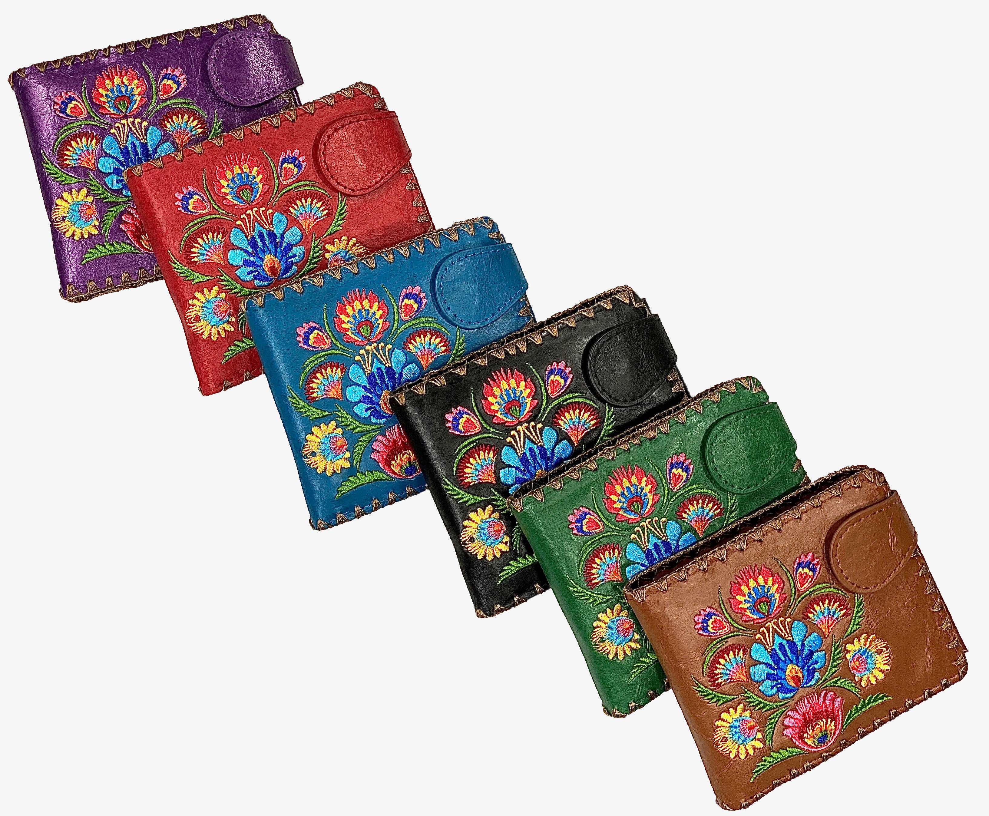 Lavishy Embroidered Polish Style Flora - Medium Vegan Wallet    