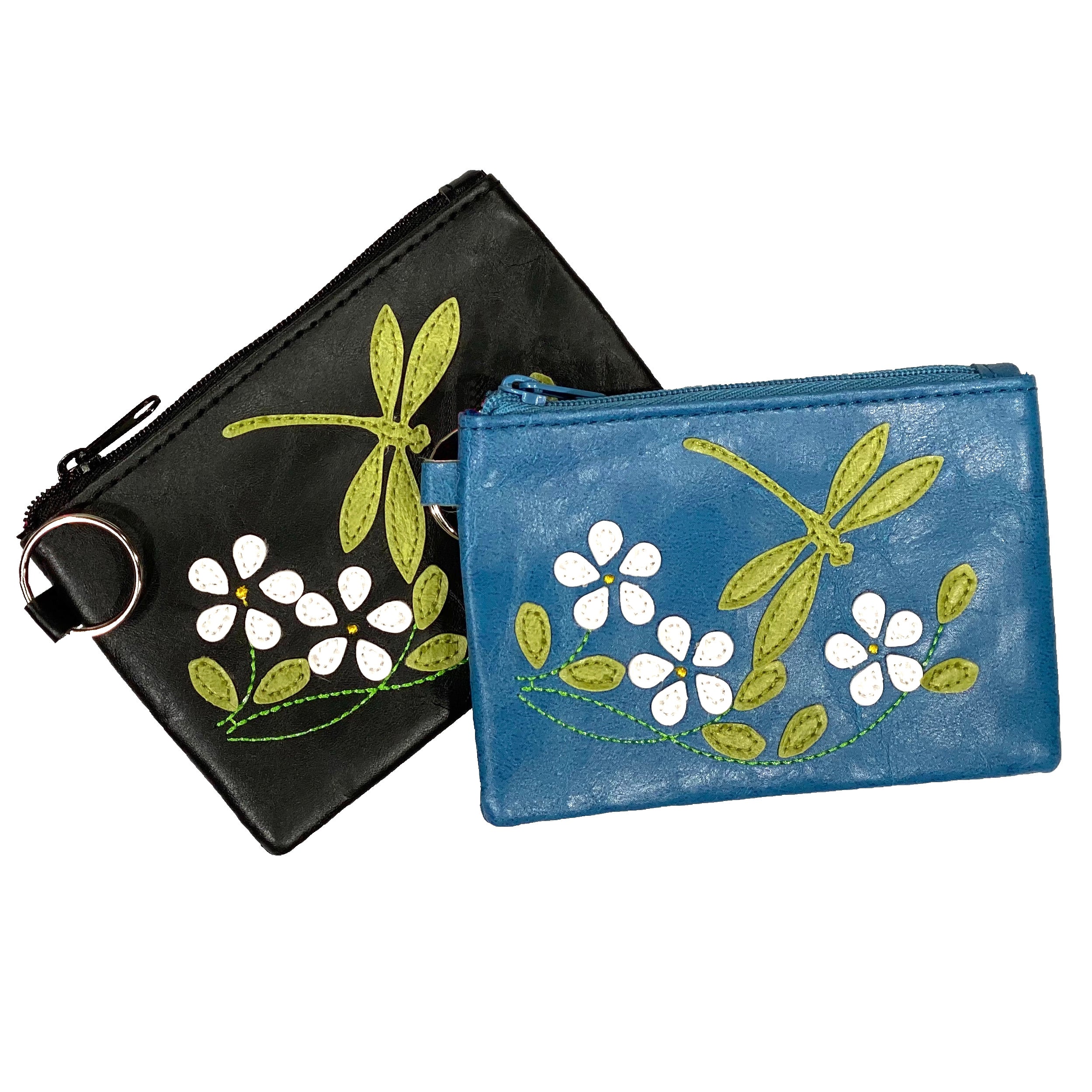 Lavishy Applique Dragonfly - Vegan Zip Coin Purse    