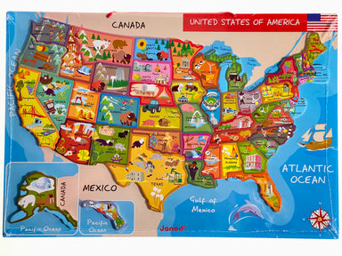 Wooden Map of the USA 48 Piece Magnetic Puzzle    
