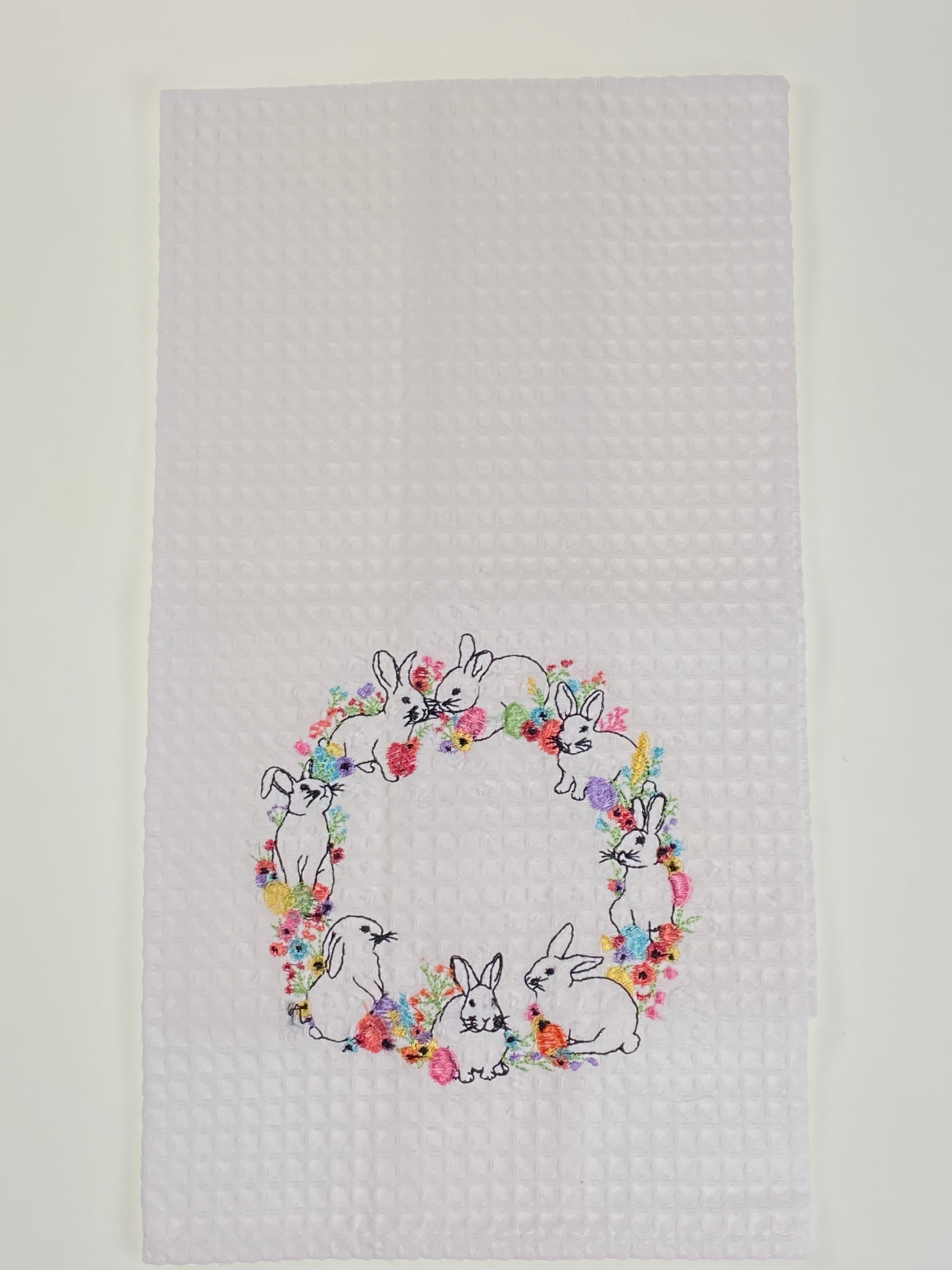 Bunny Wreath Dish Towel    