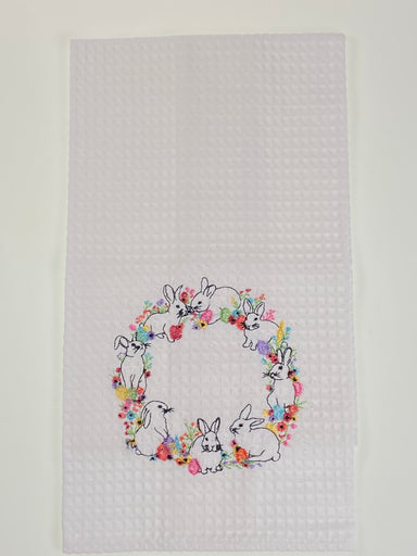 Bunny Wreath Dish Towel    