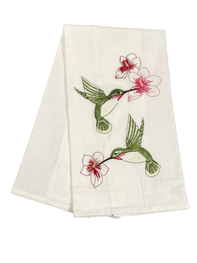 Hummingbirds With Flowers - Flour Sack Kitchen Towel    