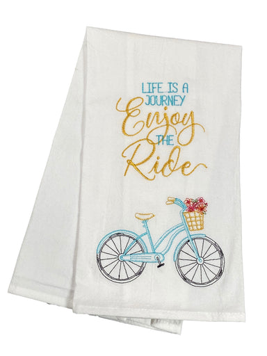 Floursack Embroidered Dishtowel Life Is A Journey Enjoy The Ride    