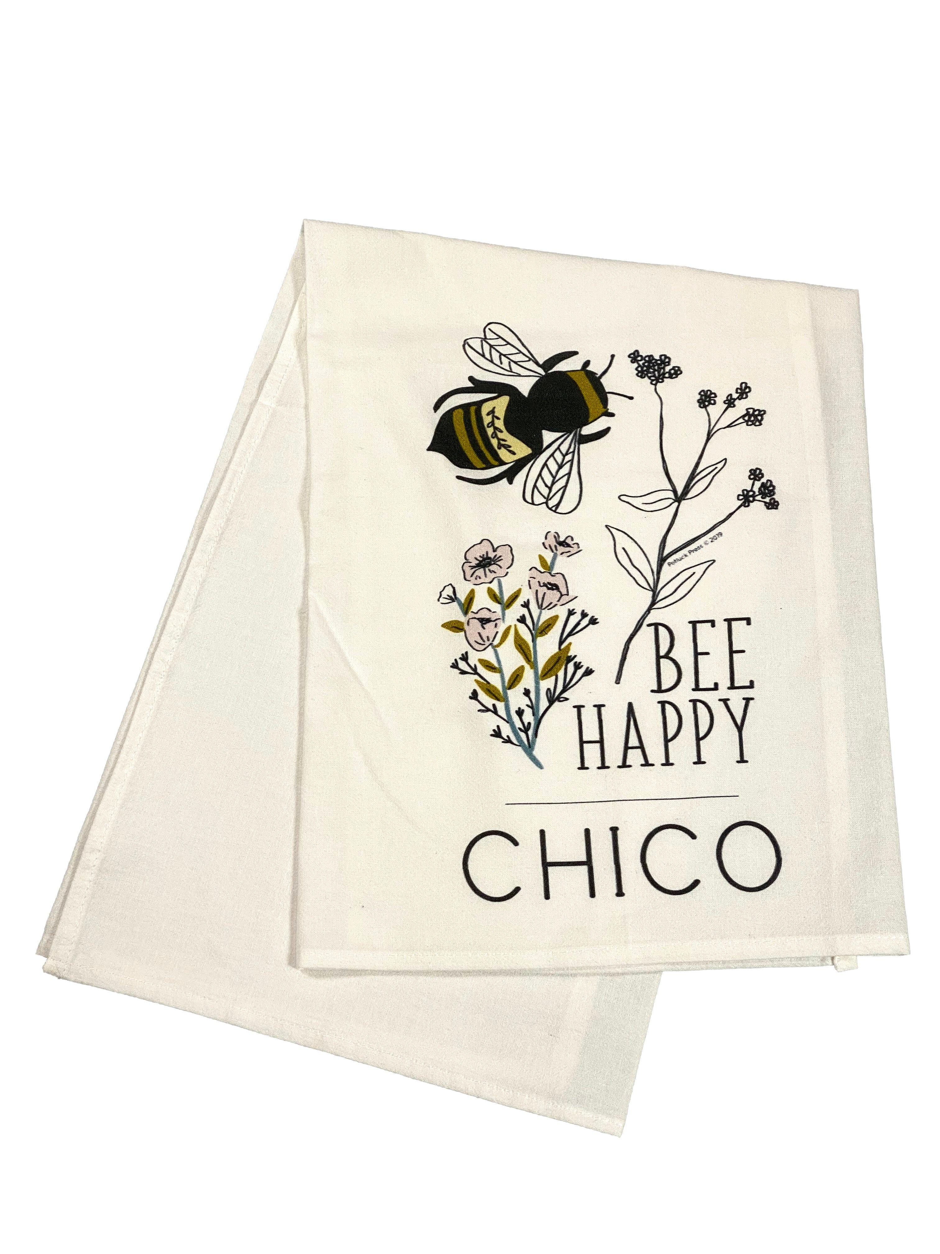Floursack Printed Dishtowel Bee Happy Chico    