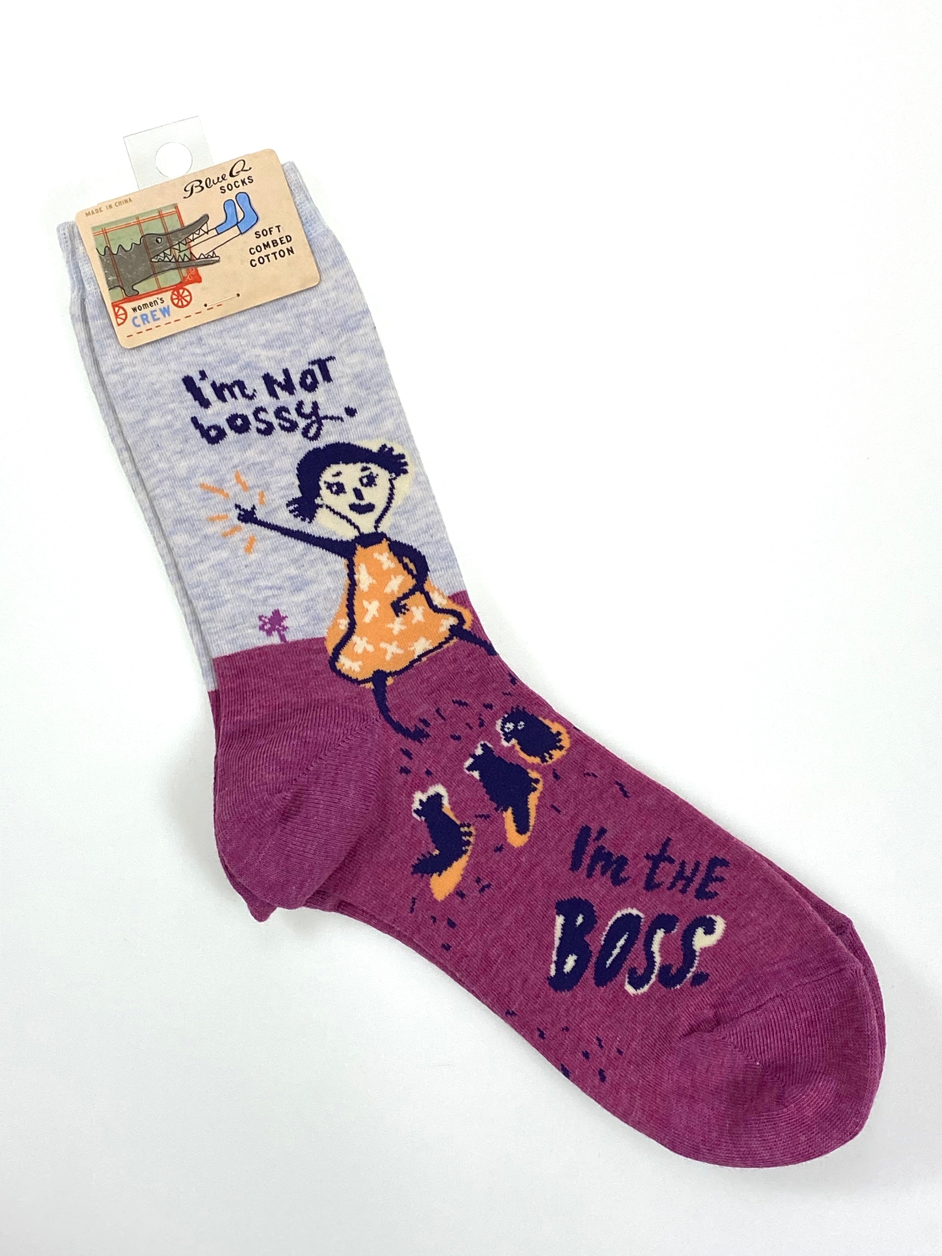 Blue Q Womens Crew Sock I'm not Bossy. I'm The Boss    