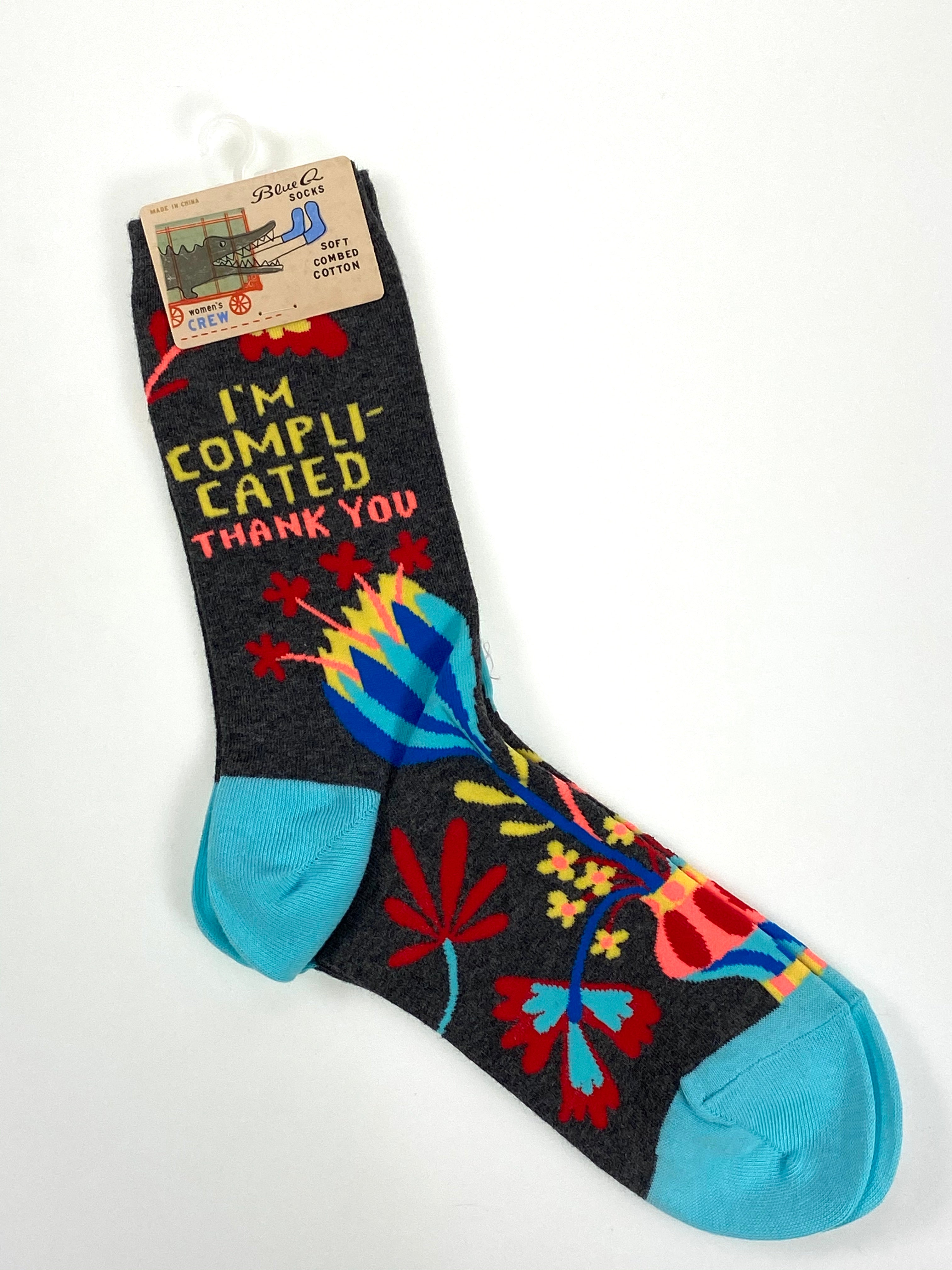 Blue Q Women's Crew Socks - I'm Complicated Thank You    
